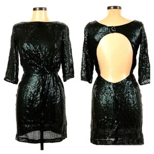 Topshop Black Velvet Glitter Dress with Sequins and Rhinestones - Size S